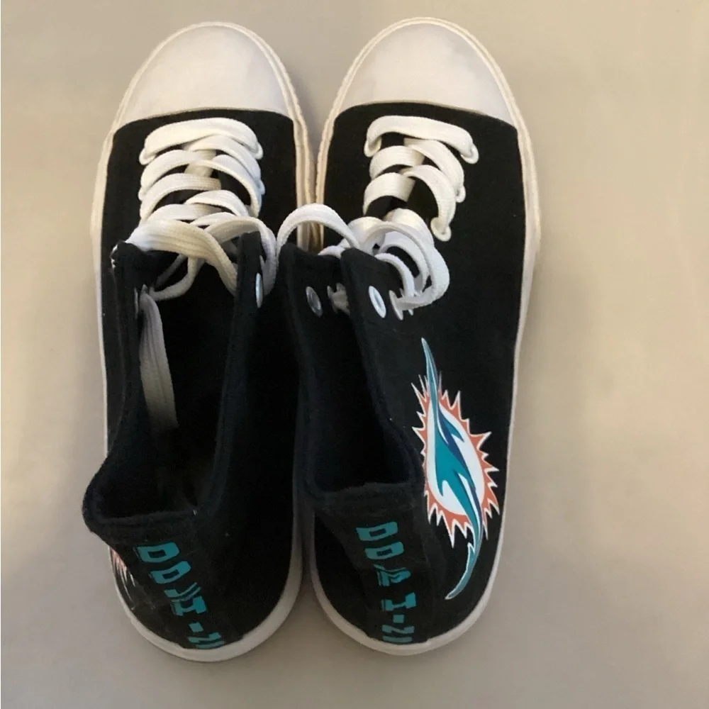 Men's FOCO Miami Dolphins Big Logo High Top Canvas Shoes SZ 7 H4